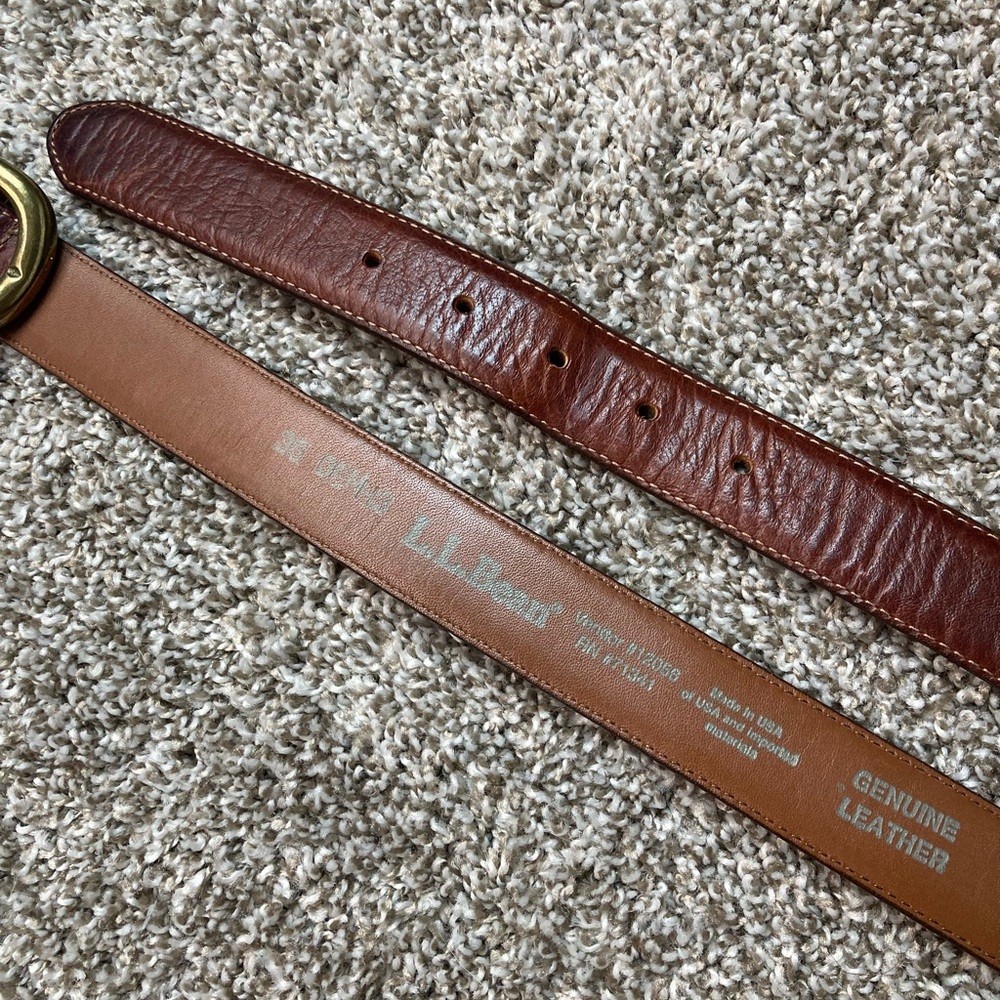 L.L. Bean Brown Leather Belt Vintage Men’s 36